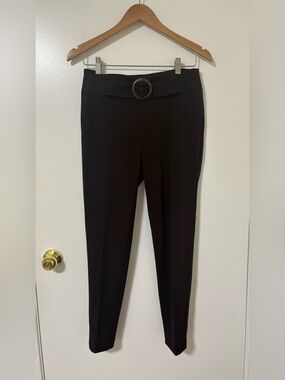 Soho Dark Brown Ponte Leggings with Decorative Ring Waist